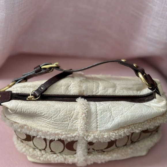 HTF Authentic Vintage Coach Signature Leather & Shearling mini bag/Pochette - Picture 8 of 11
